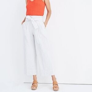 Madewell Tie Waist Huston Pull On Wide Leg Crop Pants